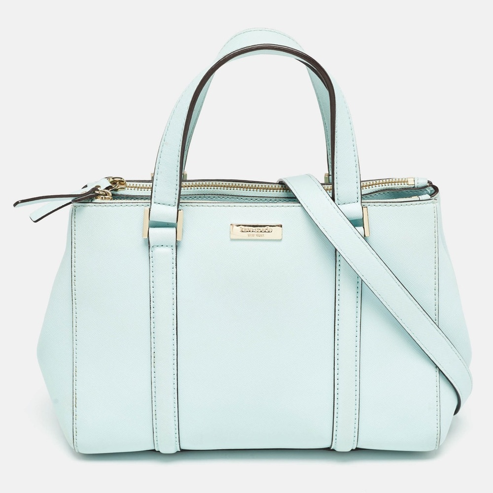 Kate Spade Light Blue Leather Small Newberry Lane Loden Top Handle Bag